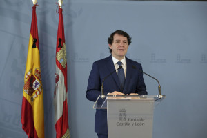 Alfonso Fernández Mañueco tras la videoconferencia con Pedro Sánchez